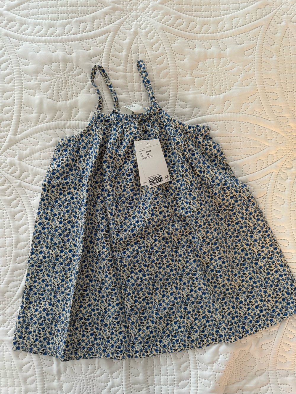 H&M Blue and White Floral Tank Dress for Kids